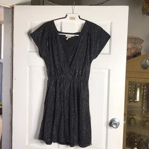 Black and silver flirty cocktail mini dress
